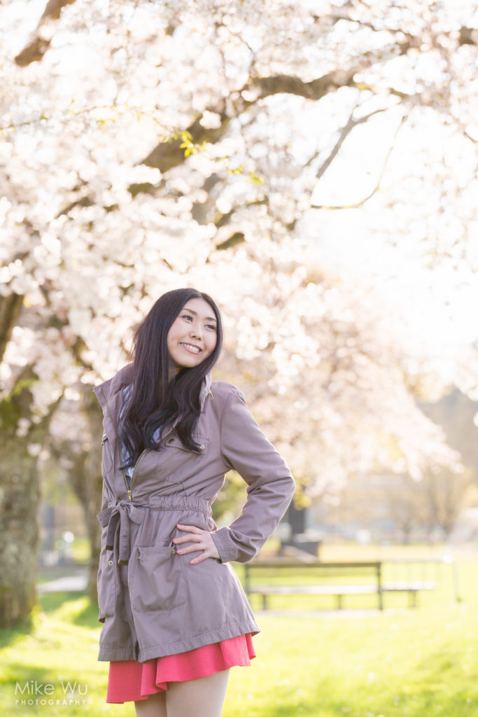 Cherry blossoms during spring in Vancouver. Model Yuri Takase
